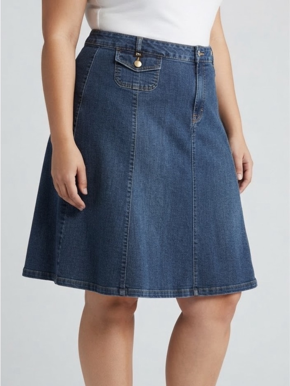TOMMY HILFIGER Dark Blue Denim A-Line Skirt Size 22